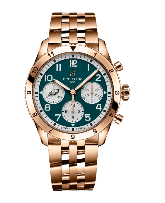 Review Breitling Classic AVI Chronograph 42 Super Bowl LIX Philadelphia Eagles Limited Edition Replica Watch R233802A1L1R1